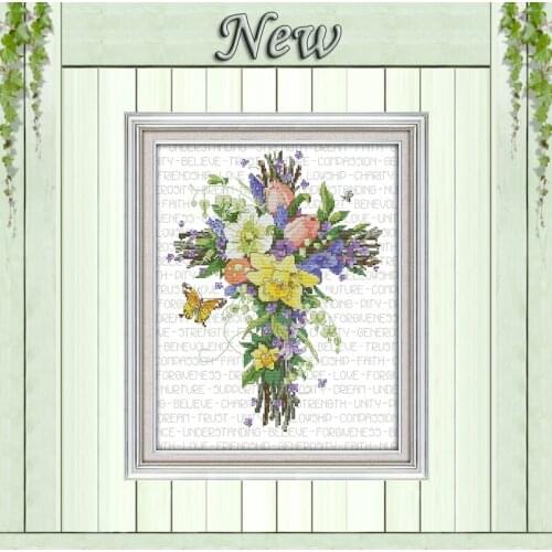 Flower cross decor diy painting counted printed on the canvas DMC 11CT 14CT kits chinese Cross Stitch embroidery needlework Sets