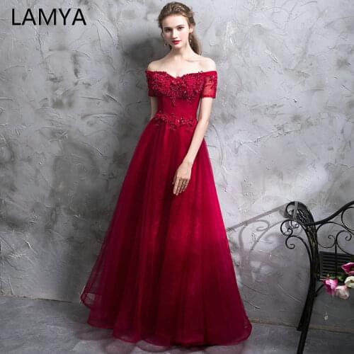 LAMYA 2021 New Long Evening Dresses With Short Sleeve Vintage Beading Prom Dress Elegant Appliques Ball Gown vestido de noiva