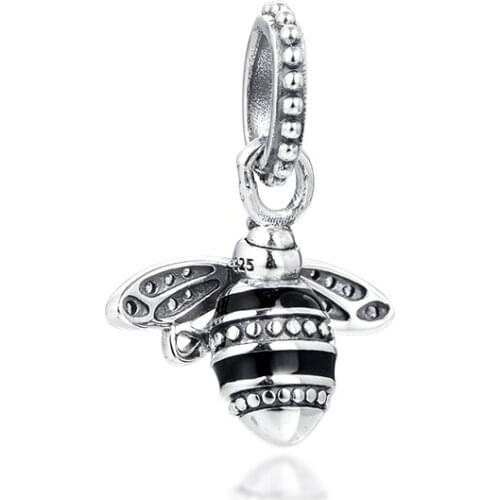 Fits for Pandora Beads Bracelets Sparkling Queen Bee Charms 100% 925 Sterling Silver Jewelry Free Shipping