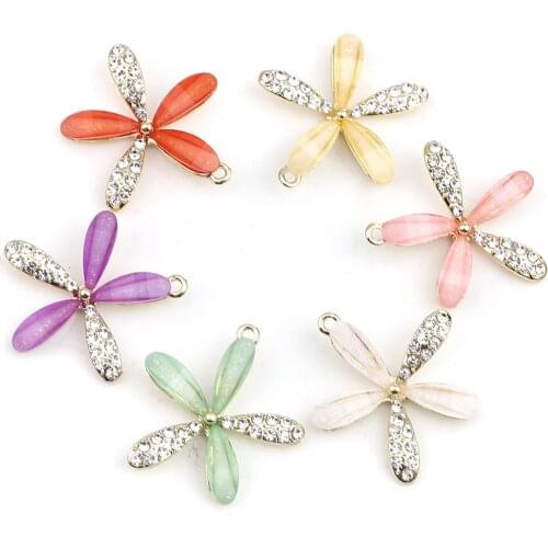 DoreenBeads Fashion Jewelry Making Pendant Alloy Pendants Flower Colorful Clear Rhinestone DIY Findings 30mm x 29mm, 2 PCs