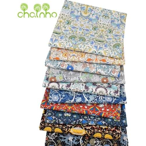 Chainho,Printed Plain Cotton Fabric,10 Floral Series Poplin Material For DIY Sewing Quilting Baby & Childrens Shirt,Skirt,Dress