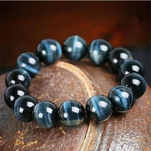 Drop Shipping wholesale Blue tiger stone Bracelets Round Beads Single Lap Hand Strings Bangles Women men Fashion Jewelry