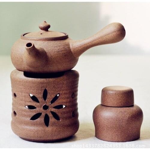 Handmade Rough Pottery teapot warmer Alcohol Stove Side Kung Fu Tea Set tea maker