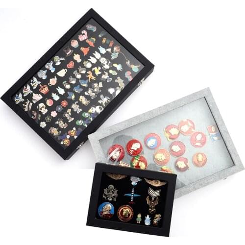 Badge Storage Box Transparent Dust-proof Medal Jewelry Box Large Capacity Brooch Wall Display Frame Pin Gift Box Collection