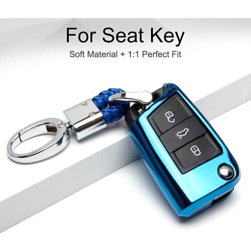 TPU Car Key Case Cover For Seat Ibiza Fr Leon Fr Mk3 St 1m Mk2 Mk1 Ateca Arona Toledo Altea 2019-2020 Key Fob Ring Chain Styling