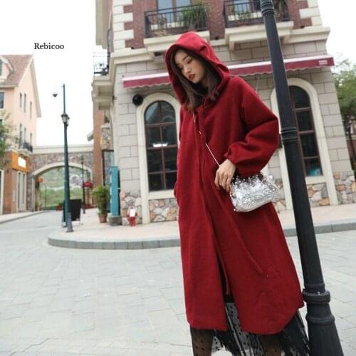 Hooded Outerwear Women Gothic Black Oversize Solid Color Capes Ponchos Winter Clothes long Coat