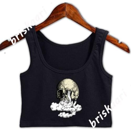 Vaper Skull Crop Top Anti-Wrinkle Spring Autumn Designing Tank Top Family Plus Size 3xl Standard Fashion Female Vest