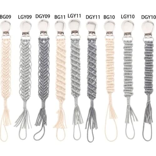 Vintage Braided Cotton Pacifier Chain Dummy Clips Baby Pacifier Holder Straps for Boys and Girls Modern Unisex Design