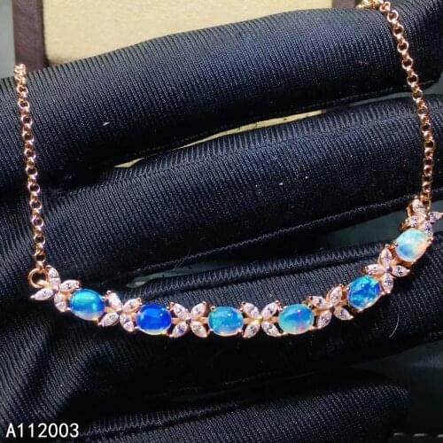 KJJEAXCMY Fine Jewelry 925 Sterling Silver inlaid opal women hand bracelet luxury support detection