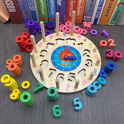 12 Numbers Clock for Kids Jigsaw Puzzle Game Learning Count Color Cognition Wood Education Toys for Children Gifts