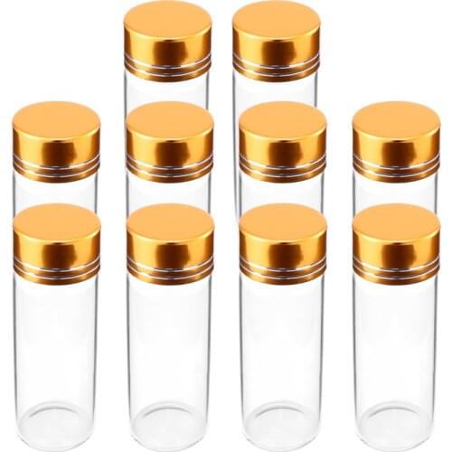 12PCS Gold Plating Lid Glass Bottles Sealing Cans Transparent Jars Empty Storage Bottles Packaging Holders