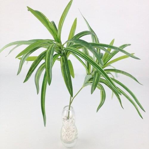 50CM 2Fork Artificial Palm Branch Green Plastic Lily Bamboo Plants Flower Arrangement Material Living Room Christmas Home Decor