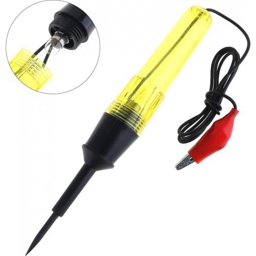 6V-24V Long Pen-type Electric Pen Voltage Circuit Tester with Probe And Clamp Light Bulb Automobile Maintenance Tools for Cars