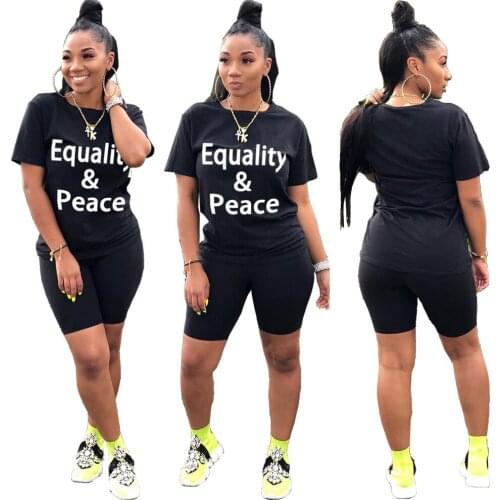 AR5642 Europe and the United States 2021 sexy womens fashion solid color letter printing casual sports two-piece suit