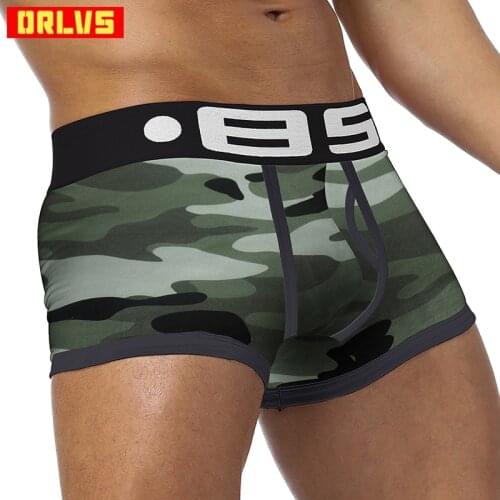 Brand Men Underwear Sexy Men Boxer Camouflage Printed Cueca Shorts Soldier Color Breathable Cotton U Convex Boxers Homme Tide