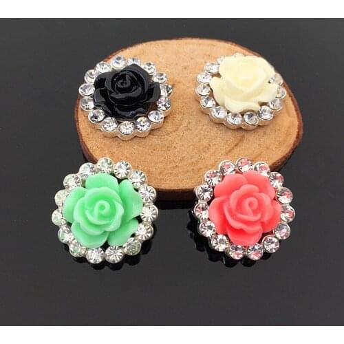 BT315 20mm)5pcs 4 color flower flatback clear crystal alloy craft for hairdress