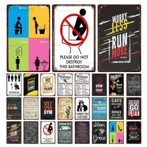 Whatever Just Wash Your Hands!toilet Rules Tin Sign Board Vintage Fashioned Art Kitchen Tools Rules Metal Plate Family Rule Gift