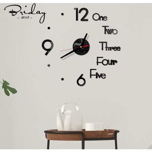 Creative 3D Acrylic Mirror Stickers Wall Clock DIY Digital Clock Quartz Needle Horloge Modern Design Living Room Home Decor