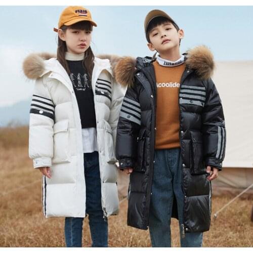 -30 Degree Children Winter Coat Thicken Real Fur Collar Boys Parkas Waterproof 2021 New Kids jacket Warm Girl Outerwear 5-12Yrs