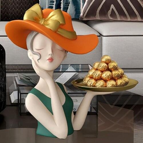 Home Decor Tray Girl Figurines Decorative Figures Home Accessories Porch Key Storage Ornaments Living Room Tabletop Decoration