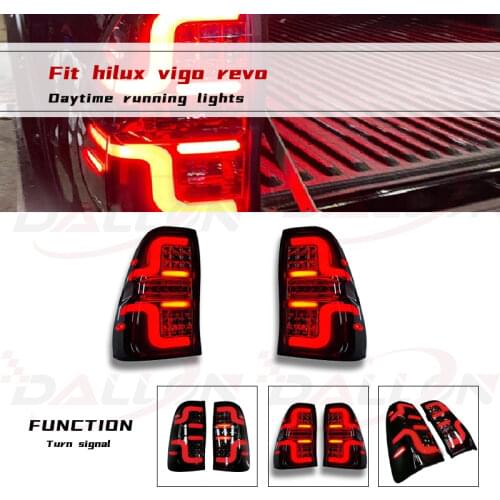 Smoke Led Tail Light For Toyota Hilux Vigo KUN26 SR SR5 Workmate 2008 -2012 Taillight Rear Reverse Brake Light Fog Lamp Drl