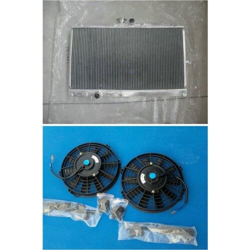 52MM 2 Row Alloy Aluminum Radiator+2*FAN For Mitsubishi Lancer EVO 7/8/9 MT 2001-2007 2002 2003 2004 2005 2006