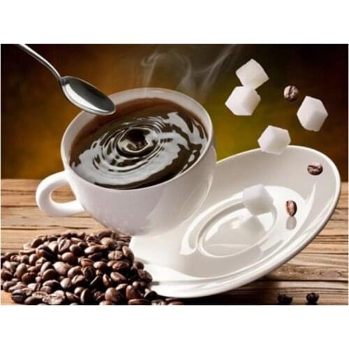 Cafe diamond painting coffee cup bean full rhinestone embroidery picture mosaic poster diamond art drawing wall sticker decor