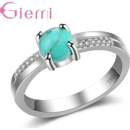 Classic 925 Sterling Silver Jewelry Women Statement Rings with Green Opal Stone Precious Retro Wedding Engagement Anillos