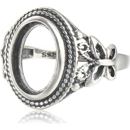 Ring Setting for 8x11mm Oval Cabochons Ring Blank Thai Sterling Silver Adjustable Band Ring Base SR0014