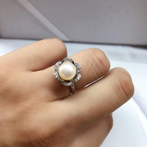 Office Lady DIY Flower Ring Mountings Base Findings Accessories Jewelry Settings Parts for Pearls Beads Crystal Jade Coral Agate