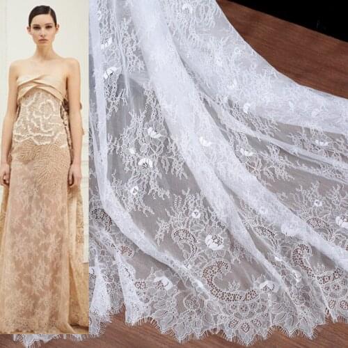 3Meter/Lot 150CM Wide French Eyelash Lace Fabric DIY Window Curtains Material Wedding Dress Veil Clothes Lash Accessories