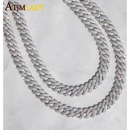 Iced out bling cz Miami cuban chain 5A Cubic Zirconia Two-Tone Prong Link Choker 15mm White&Pink Necklace Women mens Jewelry