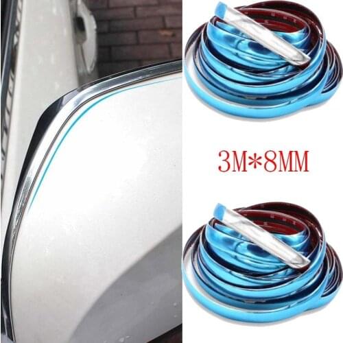 3m Car Body Anti-collision Strip Chrome-plated Bright Strip Car Decor Auto Exterior Protection Accessories Styling Mouldings
