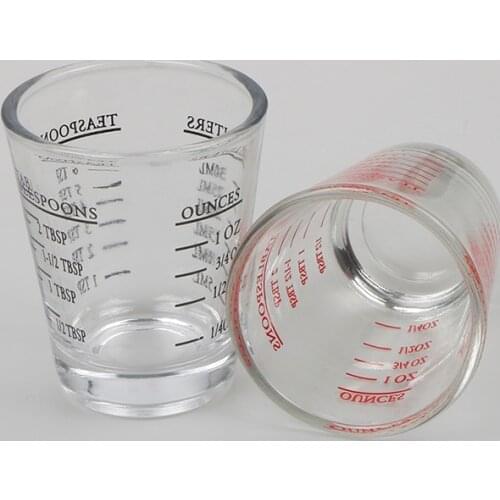 50ml/100ml Thickened Graduated Glass Oz Ounce Cup Measuring Cup Shot Glasses Kitchen Home Measure Supplies