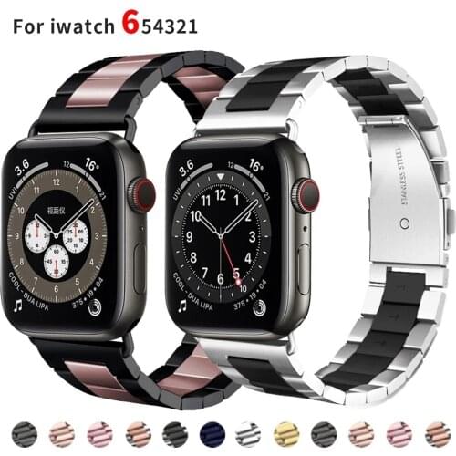 Metal Strap For Apple Watch Band 44mm 40mm Watchband 42mm 38mm Business Stainless Steel Bracelet Band For Apple Watch 6 5 4 3 SE