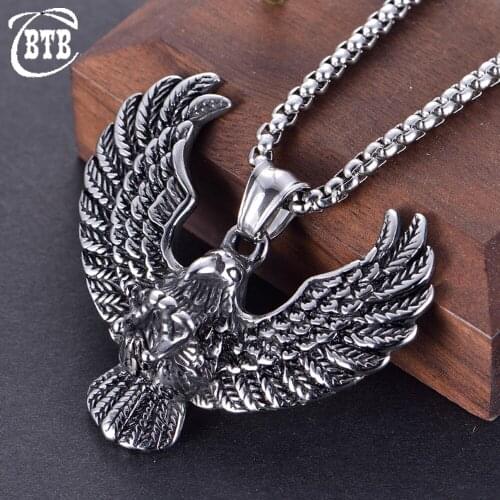 2021 Fashion New Trend Retro Eagle Men Pendant Stainless Steel Necklace Never Fading Personality Hip Hop Wholesale