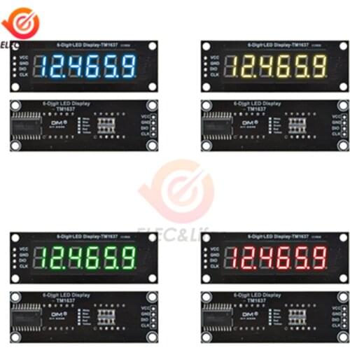 TM1637 6 Bits 0.36" Digital LED Display Module For Arduino 7 Segment 0.36 Inch 5V Decimal Clock Red Anode Tube Double Dot Module