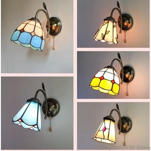 Mediterranean-style Tiffany Retro Wall Lamp Creative Personality Luxury Dining Room Living Room Bar Hotel Aisle Decoration Lamps
