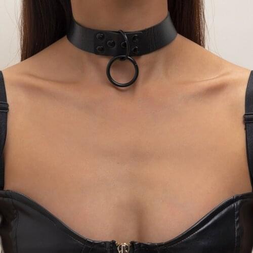 New Fashion PU Leather Collar Necklace for Women 2021 Punk Jewelry Black Chunky Statement Necklace Luxury Party Accessoires