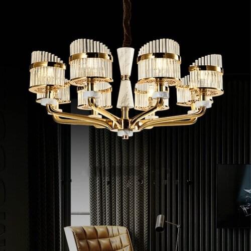 New Chinese style jade chandelier neoclassical teahouse hotel study living room bronze zinc alloy lamp LB12136