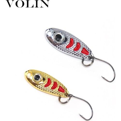 VOLIN 5pcs NEW 1.5g 2.5g 3.5g Fishing Spoon Bait Trout Spoon Lure Fishing Spinner Bait with Single Hook Freshwater