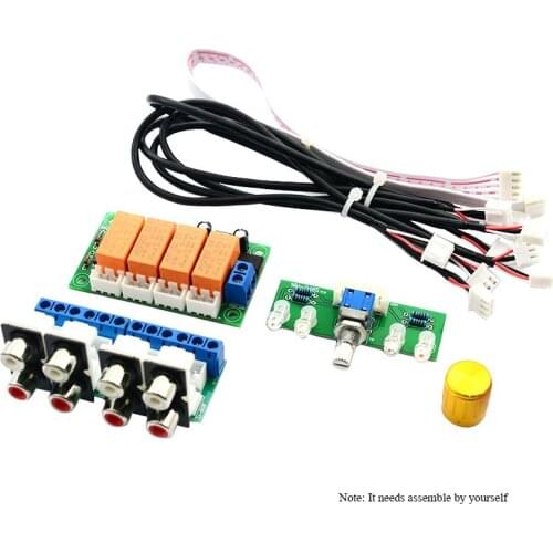 Relay 4-Way Audio Input Signal Selector Switching RCA Audio Input Selection Board Of Rotary Switching for Amplifiers
