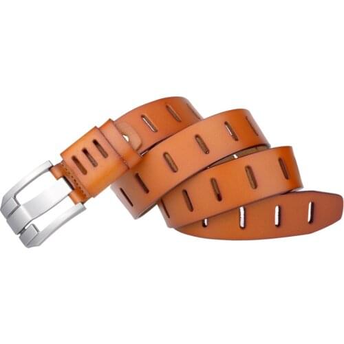 New Men Cowskin Belts Luxury Retro Waist Belt Good Quality Pin Big Buckle Real Leather Fashion Casual Belts Best Gift for Mens