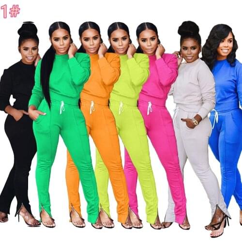 Sexy two piece set top and pants outfits tracksuit women long sleeve pullover drawstring casual ensemble femme dos piezas