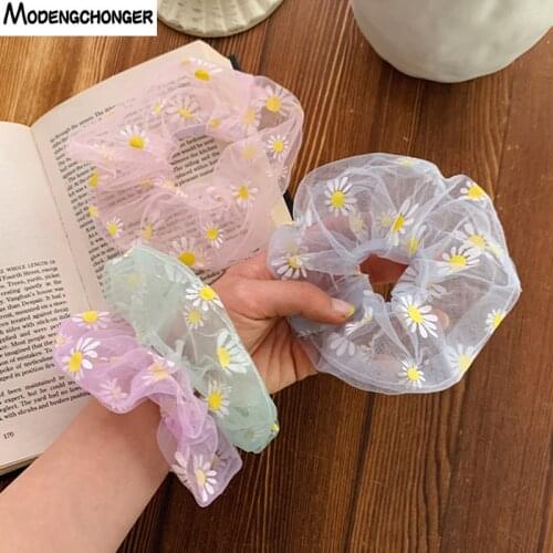 Cute Fashion Elastic Hair Bands Transparent Yarn Rubber Girls Daisy Hair Band Women Sweet Scrunchies Hair Rope Hair Accessories