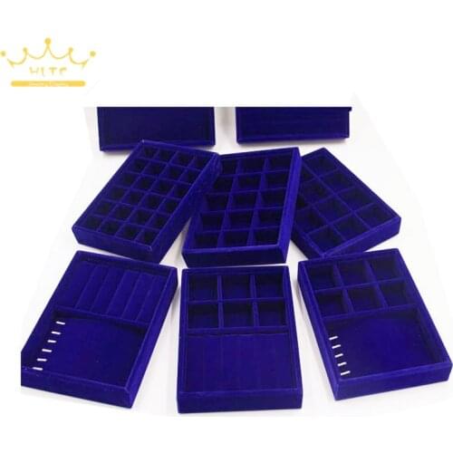 Blue Soft Velvet Jewelry Tray Earrings Necklace Pendant Bracelet Jewelry Tray 9 Options Drawer Store Jewelry Display