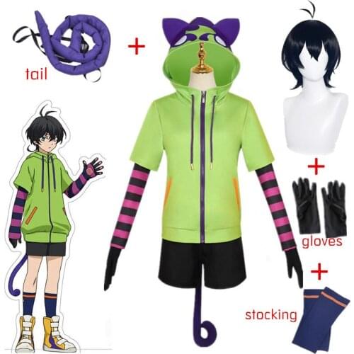 SK8 the Infinity Anime Miya Chinen Cosplay Hooded Zipper Costume Short Wig Hoodie Jacket Tail Gloves Party Outfits SK Eight Suit