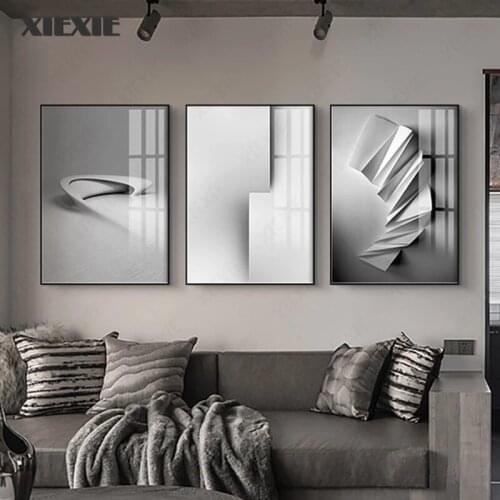 Nordic Black White Geometric Space Art Wall Art Canvas Poster Painting Prints Abstract Line Pictures for Living Room Decor