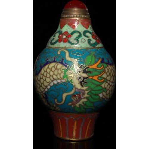 Collect red copper Cloisonne (Dragon snuff bottle) ornaments