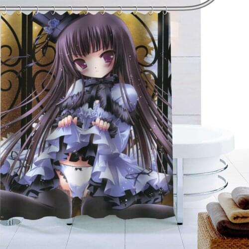 Tsukiyono Chakai Anime Girl Shower Curtain 12 Hook Polyester Fabric 3D Printing Bathroom Curtain Waterproof Bath Curtain Decor